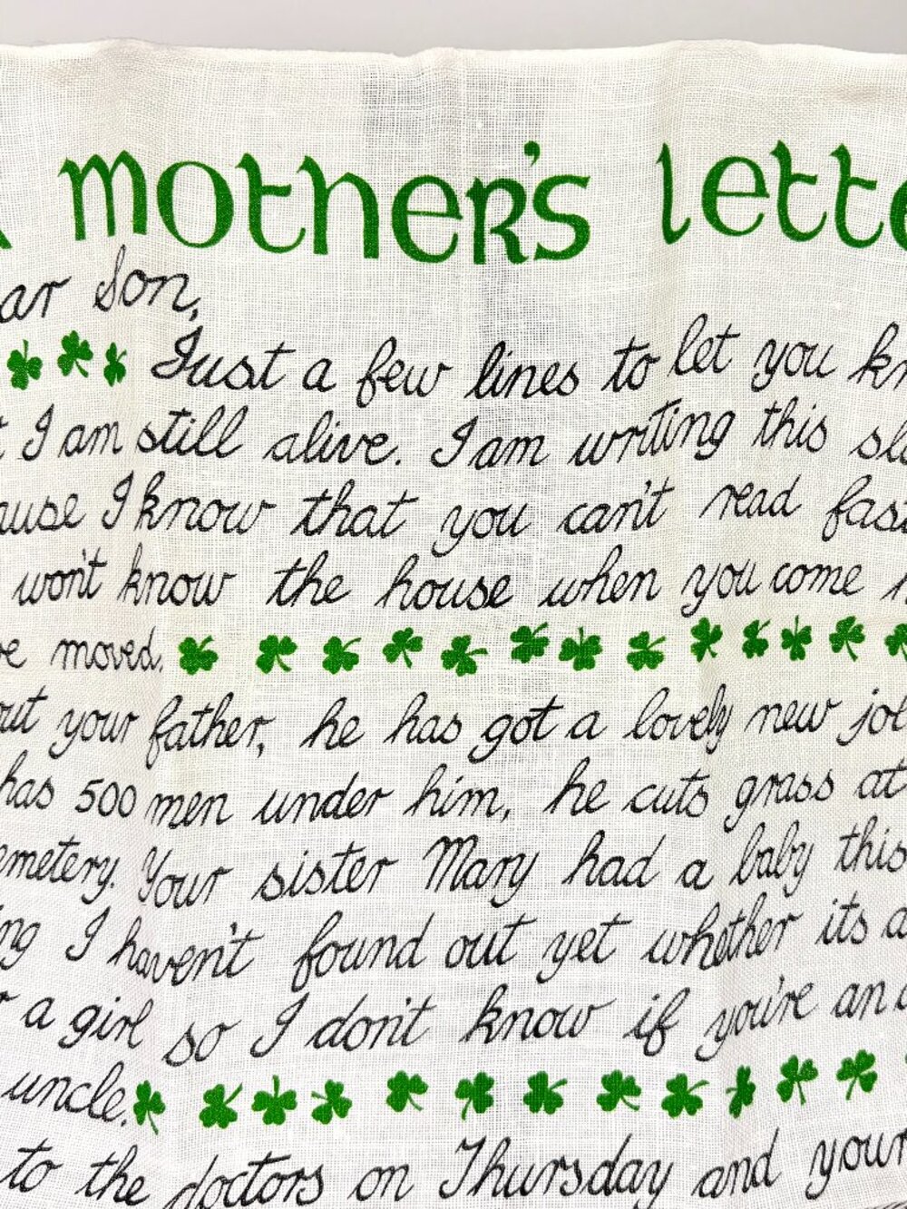 Tea Towel "A Mother's Letter" Fingal Irish Linen Poem Vintage Mothers Day